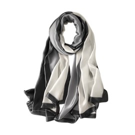 LumiSyne Silk Scarf Women's Classic Flower Printed Chain Letters Geometric Pattern Lightweight Soft Silk Scarf Neckerchiefs Sun Protection Stole Gift Women All Year Round, Black White Geometry