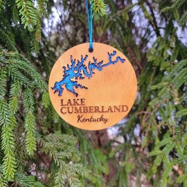 Destinations Decal Lake Cumberland Kentucky Ornament 4" Wood Engraved Laser Cut Christmas Ornaments
