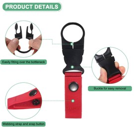 M METERXITY 4-Pack Water Bottle Clips, 5.5" Portable Water Bottle Ring Holder Hanging Buckle Clip for Backpack Belt, Nylon Webbing Strap for Outdoor/Hiking/Mountaineering [Mutilcolor]