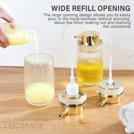 LEICURACE Glass Foam Soap Dispenser, Refillable Foaming Dispenser with Gold Pump, Foam Hand Soap Dispenser for Bathroom Kitchen, Modern Home Bathroom Decor （Foam Type/Clear）