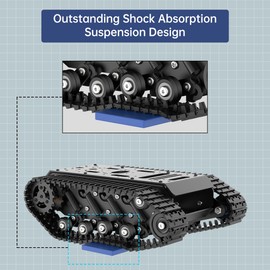 Robot Tracked Tank Car Chassis with Encoder DC Motor, Suspension Shock Absorption Chassis Car Full-Metal Robotic Moving Platform Track for Arduion RPi Microb Jetson Python DIY Maker Smart Robot Car