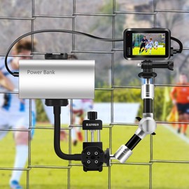 Metal Dual Phone Fence Mount Compatible for GoPro/Mevo Start Fence Holder Compatible for DJI Action/Osmo Pocket 3/2/Insta360/ for Pocket Radar Game Changing Kit Recording Baseball Softball Tennis