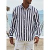 Meilicloth Men's Long-Sleeved, Striped, Casual Summer Shirt with Buttons, Regular