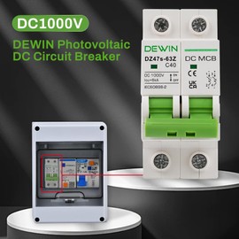 DEWIN Circuit Breaker, Circuit Breaker DC Circuit Breaker Photovoltaic Circuit Breaker with Overload and Short Circuit Protection for PV System 40 A DC 1000 V