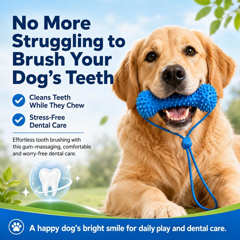 OKNIAO Dog Toys Dual-Action Teeth Cleaning Mouth Prop, Chew Toy