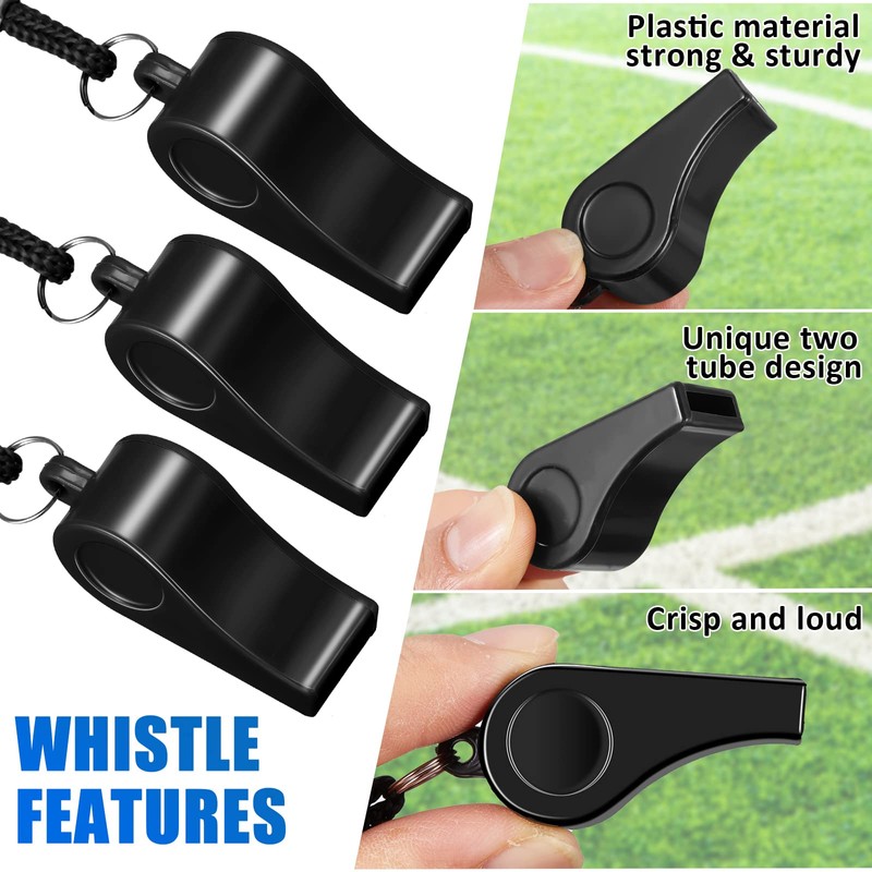 Flutesan 48 Packs Plastic Whistles with Lanyard Coaches Sports Whistle