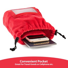 outdoorwares hut Inflatable Travel Neck Pillow: Extra-Soft, Cushion. for Airplanes, Trains, Cars, Portable Travel Accessory-with Carrying Pouch for Cell Phone and Passport Etc. (Vintage Red)