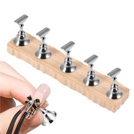 Annhua Nail Stand, Magnetic Nail Tip Stand, Wooden, Set of 5, Magnetic Tip Stand, For Display, Nail Base, Nail Beginner, Nail Practice Stand, 5.1 x 1.6 x 0.33 inches (13 x 4 x 0.85 cm), Wave Pattern