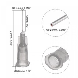 sourcing map Industrial Blunt Tip Dispensing Needle with Luer Lock for Liquid Glue Gun, 27G 1/2", 10 Pcs (Gray)