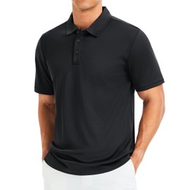 MAGCOMSEN Men's Polo Shirts Short Sleeve Golf Quick Dry Collared Moisture Wicking Athletic Performance Polos Black M