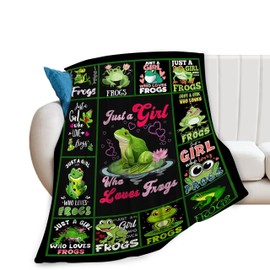 Just A Girl Who Loves Frogs Throw Blanket Cute Frog Plush Fleece Soft Cozy Cartoon Frog Gifts Blanket for Frog Lovers Kids Girls Adults Couch Bed Chair Office Dorm Decor 40''X50''
