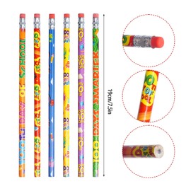 Rbenxia 48PCS 100th Days School Wooden Pencils with Erasers Assortment Colorful Pencils Awards Incentives Pencils Novelty Pencils Pencil Assortment for Classroom School Supplies Giveaways Party Favor