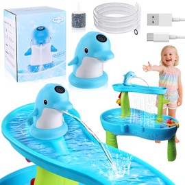 Vodolo Water Table Pump Continuous Flow,Cordless Kids Battery Powered Water Outdoor Pump,No-Hole Installation Electric Rechargeable Not Octopus Water Tablepump,Watertable Accessories