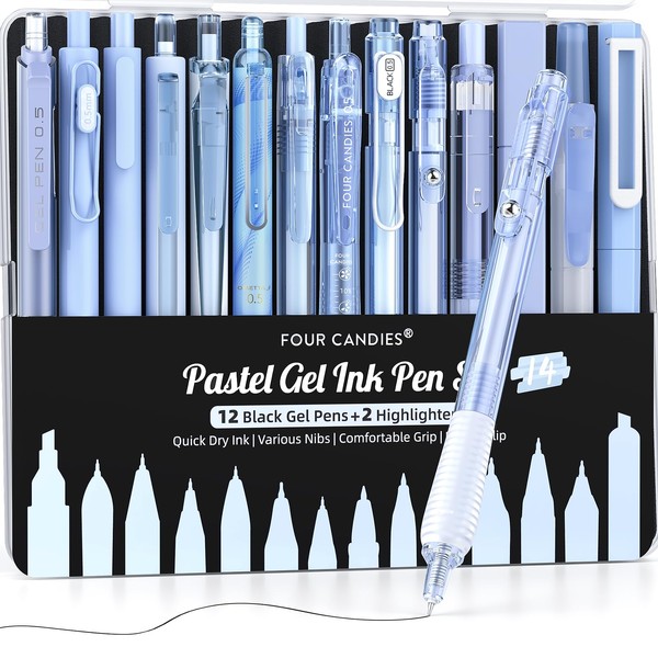 Four Candies Gel Ink Pen Set, 14 Pieces Pen Set
