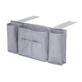 Dependable Industries inc. Essentials 5 Pocket Bedside Couch Caddy Organizer Storage Organizer Phone Remotes Tablets Tissue Box Magazines Grey