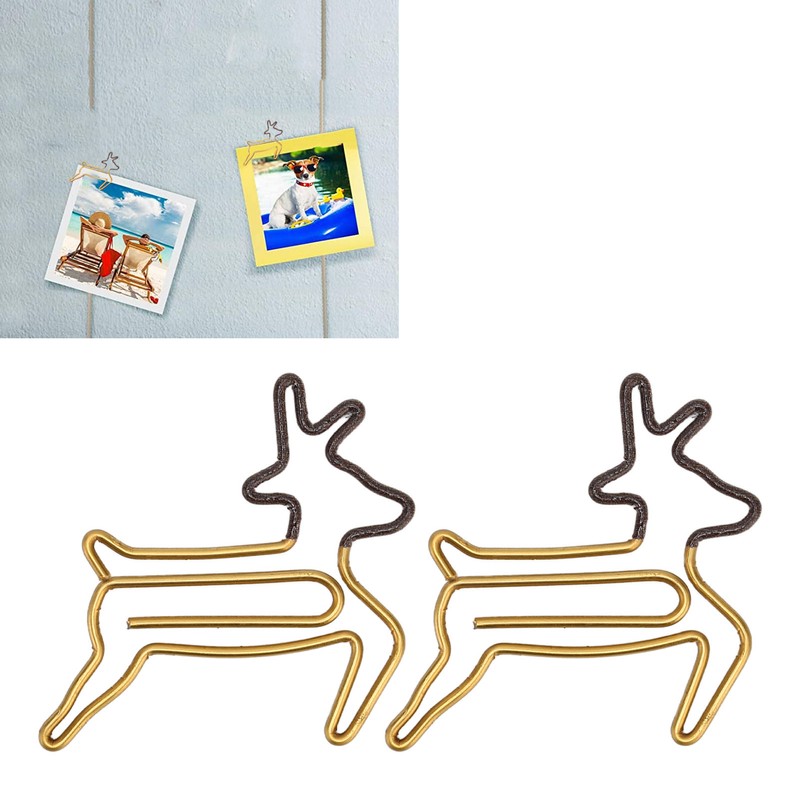 100pcs Shaped Paper Clips Deer Shape Metal Portable Office Clips