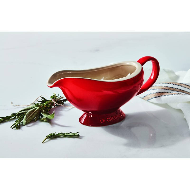 Le Creuset Heritage Stoneware Gravy Boat, Cerise