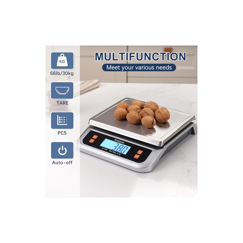 Atogou 88lb Food Scale, Commercial Kitchen Scale Plug-in Usable with