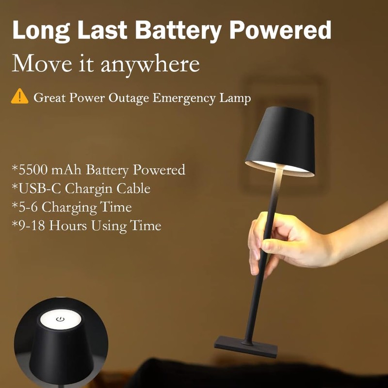 4 Pack Led Cordless Table Lamps-Wireless Rechargeable Lamps Bulk of