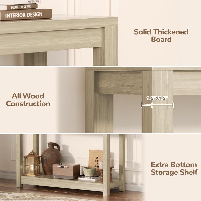 Besiost Small Farmhouse Wood Entryway Table Narrow Console Table with