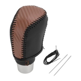 RATCHROLL Gear Shift Knob Cover for Toyota Camry 2019-2022 Anti-Slip Stick Shifting Handle Protector Brown Carbon Fiber Black Faux Leather 1 Pc