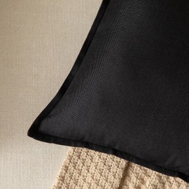 YAERTUN Pack of 2 Decorative Linen Soild Cushion Covers Farmhouse Neutral Throw Pillow Cases for Chair Couch Sofa Bedroom Living Room Home Decor 20 x 20 Inch 50x50 cm Black