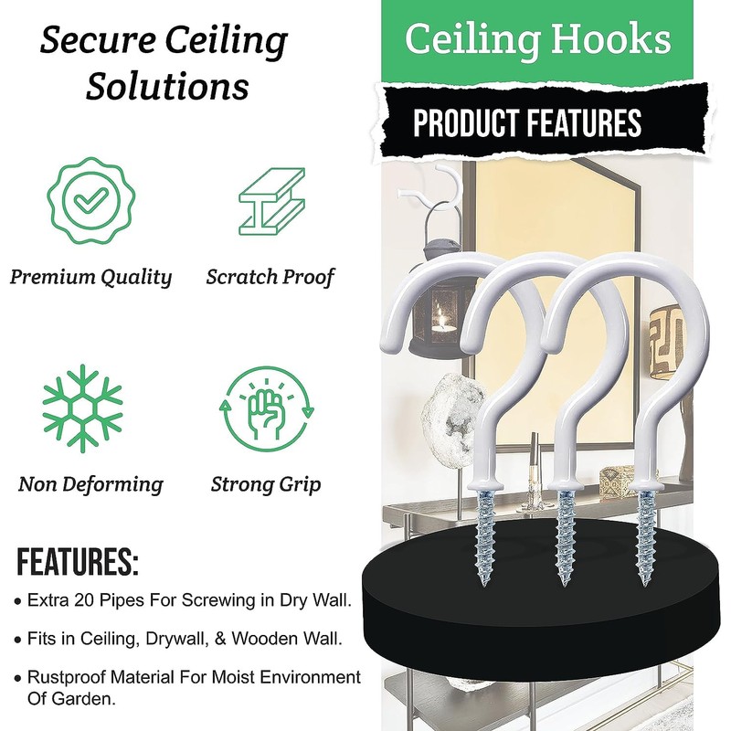 Etoolia 10 Pcs Ceiling Hooks for Hanging Plants - 2.9