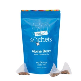 Two Leaves and a Bud Alpine Berry - 50 Naked Tea Sachets, Naturally Caffeine Free, Whole Leaf Herbal Tea in Eco-Friendly Unwrapped Compostable Sachets, Resealable Bag, 50 Count (Pack of 1)