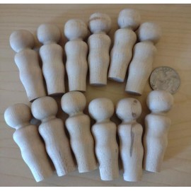 2-1/4" Unfinished Wooden Toy Doll People 12pc Packs Lot #TP02