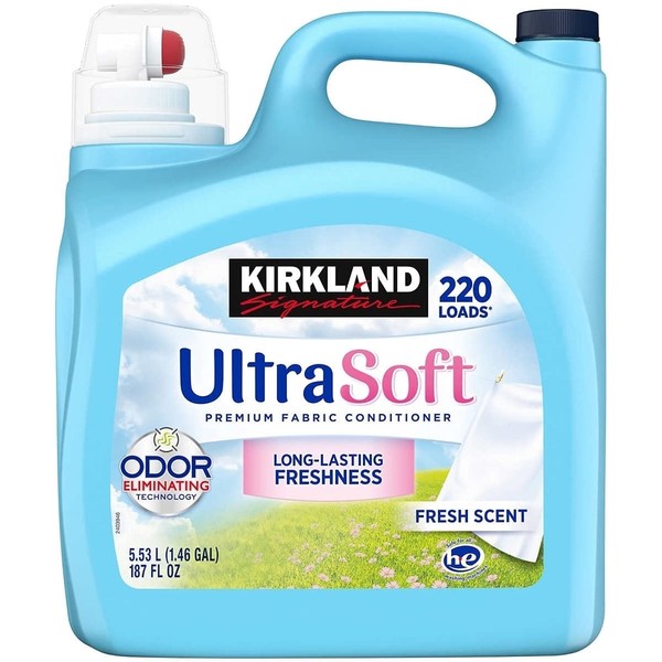 Kirkland Signature Ultra HE Liquid Fabric Softener, Fresh, 220 loads, 187 fl oz