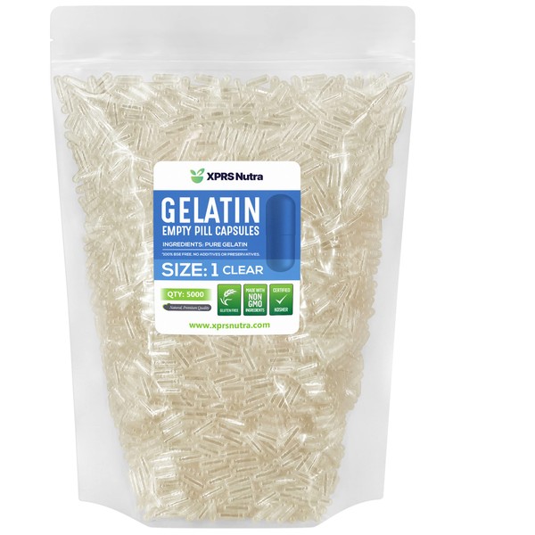 XPRS Nutra Size 1 Empty Capsules - 5000 Count Clear
