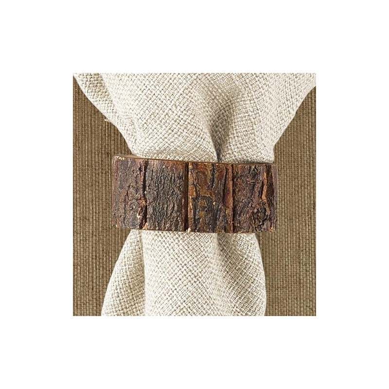 Park Designs Bark Edge Wood Napkin Ring Set of 4