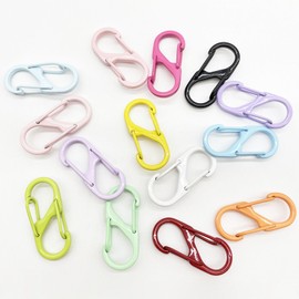 10 Stück S Karabiner Mini Karabinerhaken, Metall Doppelkarabiner, 8 Förmiger 2 öffnungen, 31.5mm Karabinerhaken Klein für Outdoor Camping Zuhause Wandern (Verschiedene Farbkombinationen)