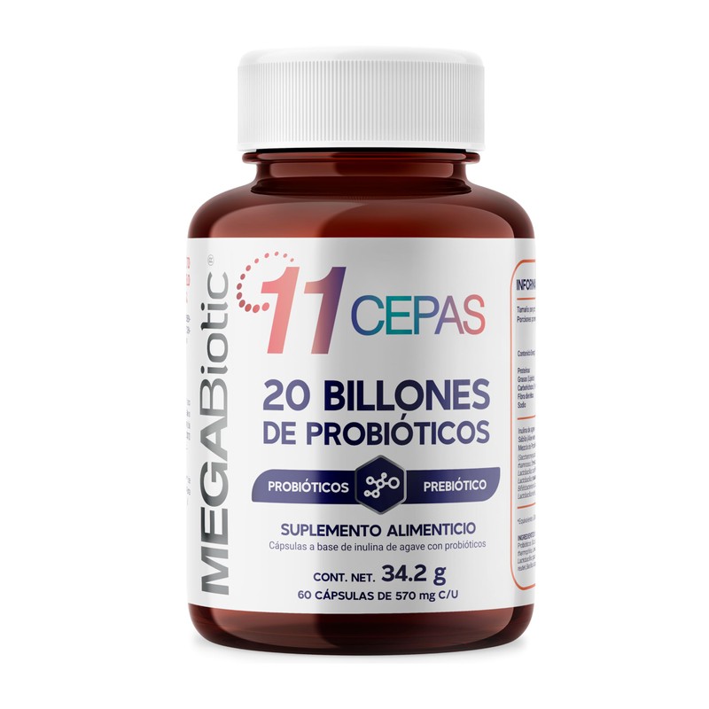 MegaBiotic Probióticos 20 Billones y 11 Cepas 60 cápsulas 570mg