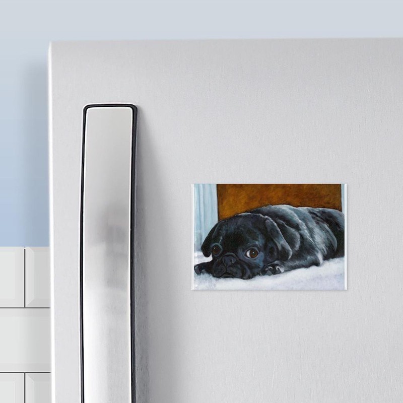 CafePress Resting Black Pug Puppy Rectangle Magnet, 3"x2" Refrigerator Magnet