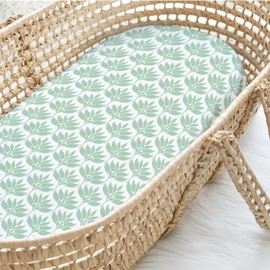 The Peanutshell Baby Bassinet Sheets Girl, Soft, Fitted, Universal Fit, Rectangle, Hourglass, Oval, Moses Basket Mattress Cover, Cradle Sheets, Boho Floral Elephant Nursery Decor