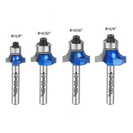 MNA 4 Pcs Round Over Router Bits Set, 1/4 Inch Shank, Radius in 1/8”, 5/32”, 3/16”, 1/4”. Great for Round Edges, Ideal for Table, Drawer or Cabinet Edges