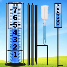 Rain Gauge Outdoor Upgraded, Accurate Freeze Proof Thickened Rain Gauges Outdoors Best Rated, Large Clear Numbers and Adjustable Height Rain Measuring Tool for Garden, Yard, Lawn, Patio, and Farm Use