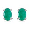 14k White Gold Oval Emerald Earrings