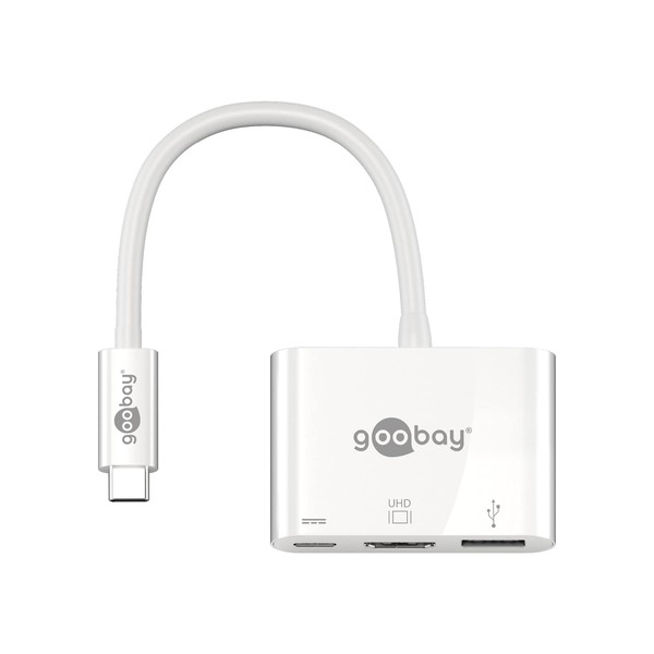Goobay 62104 USB-C Multiport-Adapter HDMI, PD, weiß