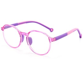 LACUPES Blue Light Blocking PC Glasses JIS Tested No Degree Kids Children Glasses No Degree PC for Gaming Studying Unisex, clear purple, M