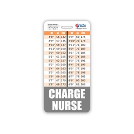 Charge Nurse Badge Buddy Vertical w/Height & Weight Conversion Charts (Standard, Gray)