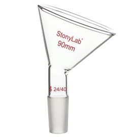 stonylab Glass Oblique Funnel, 60 Offset Borosilicate Glass Powder Funnel Inclined Triangular Funnel with 24/40 Standard Joint for Laboratory Materials Supplementing, 90 mm