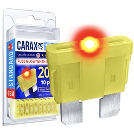 CARAX Glow Fuse – Premium Fuse Standard/Regular Blade ATC/ATO/ATS – 20A Kit 10 pcs – Glow When Blown LED Automotive Fuse – Smart Auto Glow Fuse Easy Identification – 10 pcs.