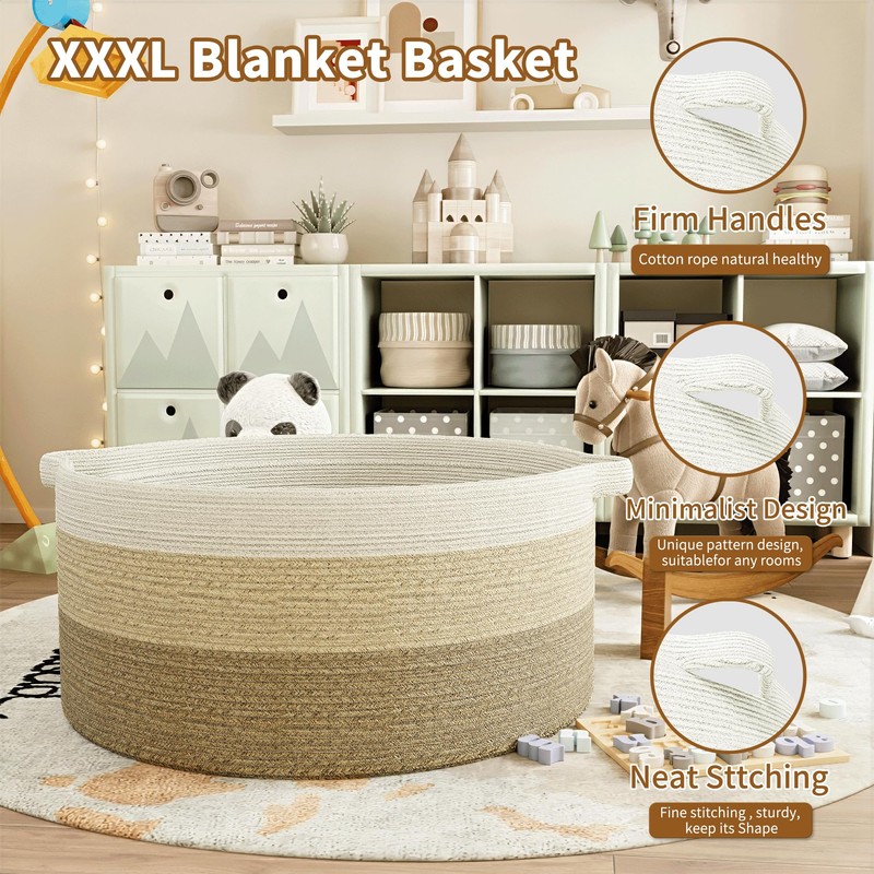 125L Extra Large Blanket Basket, 25" x 16", Jumbo Laundry