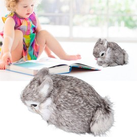 Bunny Stuffed Animal,Rabbits Figurines Mini Furry Bunnies Fluffy Rabbit Animal Soft Toy Gift for Kids Birthday Gift Kids Newborn Photograph Prop Home Shelf Desk Decorative Statue 5.1 Inch Grey