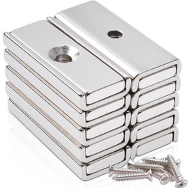 Pack of 10 Neodymium Magnets Extra Strong 30 x 13.5 x 5 mm Magnets Strong Large Screwable Magnets Rectangle Magnets Magnets Magnets with Hole Magnetic Closure Countersunk Magnet Industrial Pot Magnet