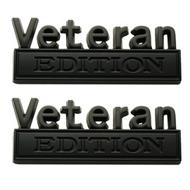 2Pcs Veteran Edition Truck Emblems 3D Raised Metal Car Decals Exterior Truck Stickers Badge for Vehicle, Truck, SUV, Door Decoration (Black)