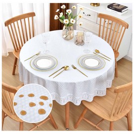 Artisan Flair Round Lace Tablecloth 60 inch - Waterproof Plastic Lace Table Cloth for Any Special Event Such as a Wedding, Birthday Party, Baby Shower, or Anniversary
