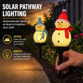 Solar Snowman Garden Light for Christmas Décor – Color-Changing LED Stake Light for Yard, Lawn & Pathways
